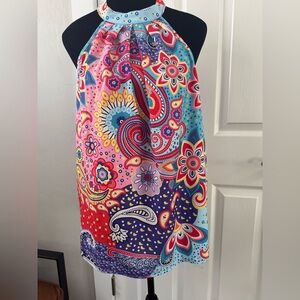SHEIN Pink and Blue Paisley Swim Coverup